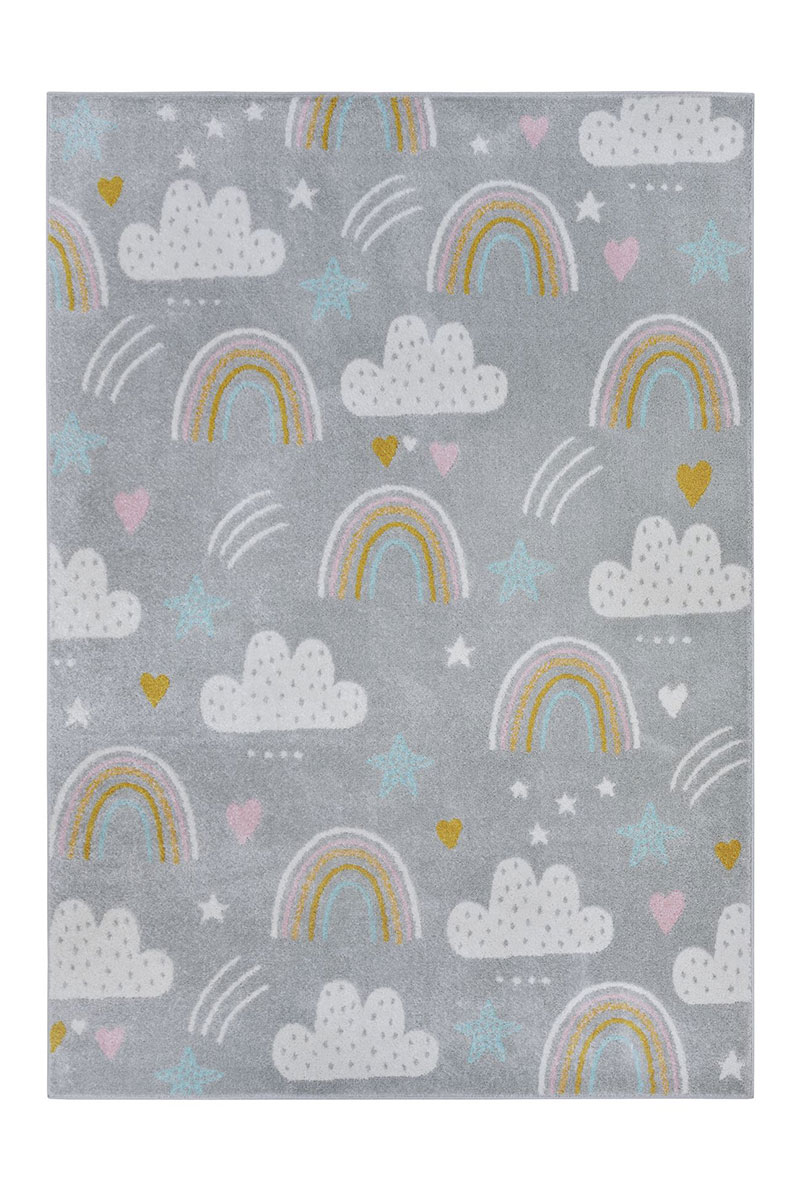 Detský kusový koberec Hanse Home Adventures 105955 Rainbow Clouds Grey 120x170 cm